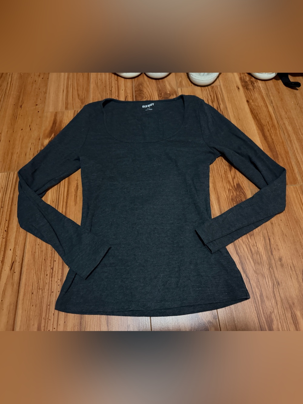 Old Navy Women's Long Sleeve Scoop Neck Top - Charcoal Gray